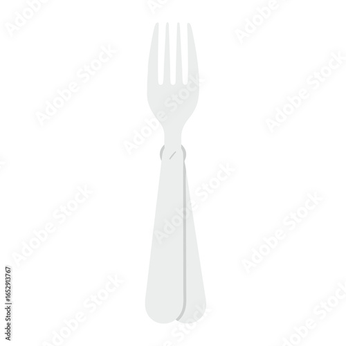 Elegant Culinary Tool: A Clean, Modern Silver Fork on a Pure White Background for Dining Aesthetics
