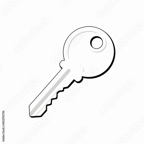 Isolated simplistic key drawing, minimalist design with security significance and abstract access concept illustration
