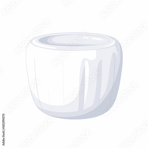 Smooth textured white container suitable for diverse applications such as planters or table organizers  creating a soft and minimalist aesthetic