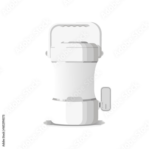 Minimalist illustration of a portable water dispenser appliance for domestic use providing filtered fluid hydration solutions