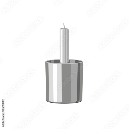 Simple elegance: A silver candle holder accentuating a slim candle's slender form illuminating tranquility representing minimalism