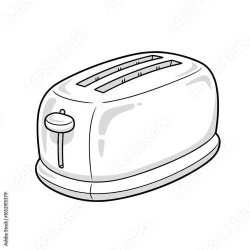 Monochrome toaster illustration showcasing simplified design for graphic design projects, vector illustration, and culinary concept visual aids