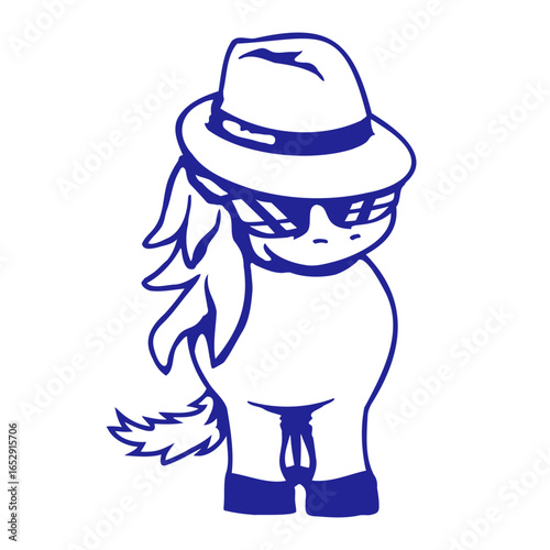 Horse Gangster Hat Sunglasses Criminal Cool Guy