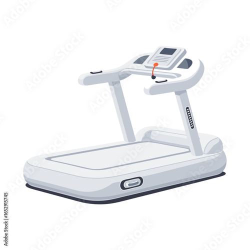 White Treadmill Illustration for Fitness and Exercise Promoting Cardio Health and Endurance in Modern Gym Equipment Designed for Home Workouts