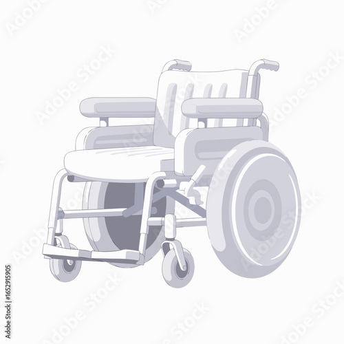 Stylized wheelchair illustration depicting accessibility and aid mobility equipment for individuals with impairments designed for comfort and support