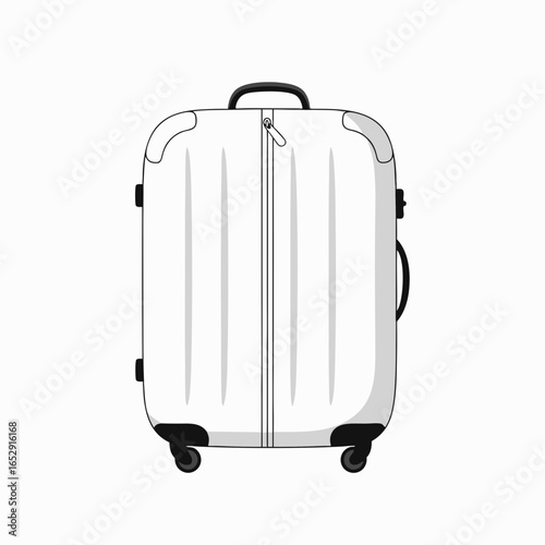 Sleek white travel suitcase illustration on clean white backdrop evoking modern journeys preparation and elegance