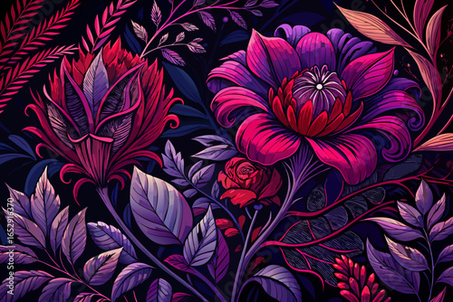 Vibrant floral arrangement with dramatic lighting, perfect for elegant designs, creating a luxurious and artistic aesthetic for any project needing a touch of natural beauty