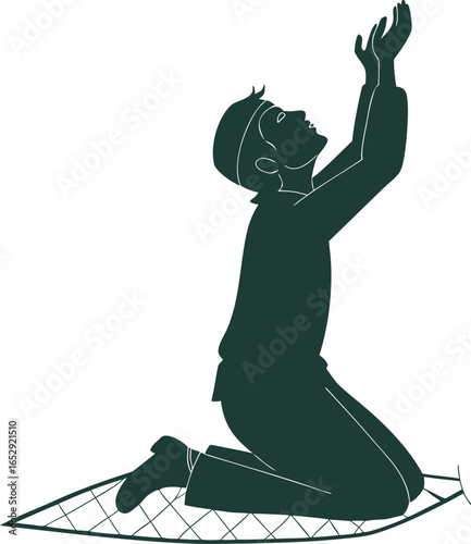 Person raising both hands in prayer silhouette