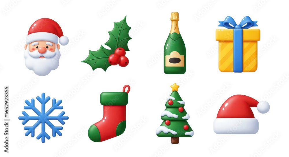 Fototapeta premium Merry Christmas Winter Holiday Celebration Icons Set