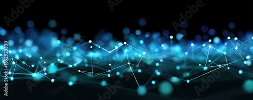 Dynamic Abstract Blue Digital Background with Glowing Connections Technology Visualization Dark Environment