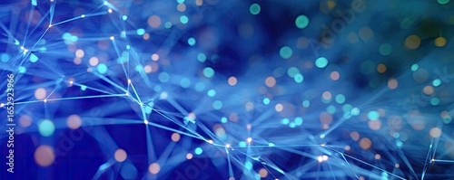 Digital Network Visualization Modern Technology on an Abstract Blue Background Design