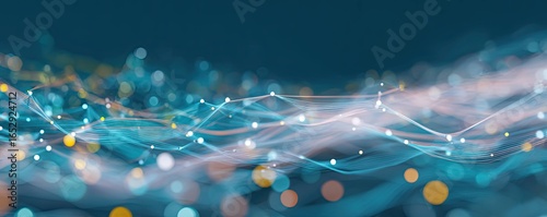 Dynamic Blue Digital Network Visual Art Technology and Connectivity in Virtual Space Concepts