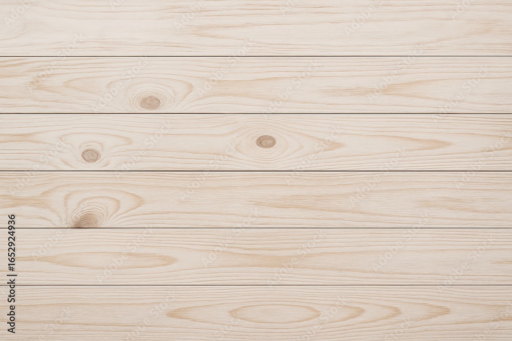 Fototapeta premium Light natural wood plank texture background with soft beige tones and subtle grain patterns, ideal for interior design, product display, packaging, branding, and modern backdrop concepts