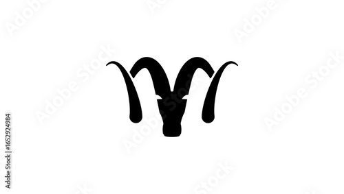 mountain goat symbol, black isolated silhouette