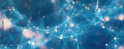 Dynamic Abstract Blue Digital Network Background with Glowing Art Scale in Futuristic Environment
