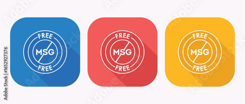 Round Rounded Square No MSG Icon Colorful Symbol Graphic Design Set