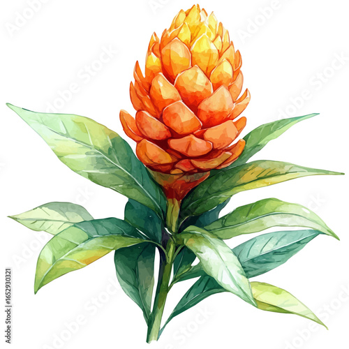 Cockscomb Flower, watercolor painting vector, isolated on a white background.