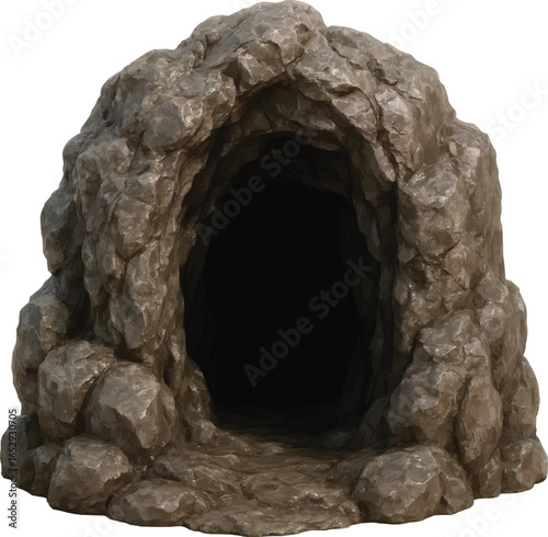 3D Realistic Glossy Cave Entrance on transparent Background