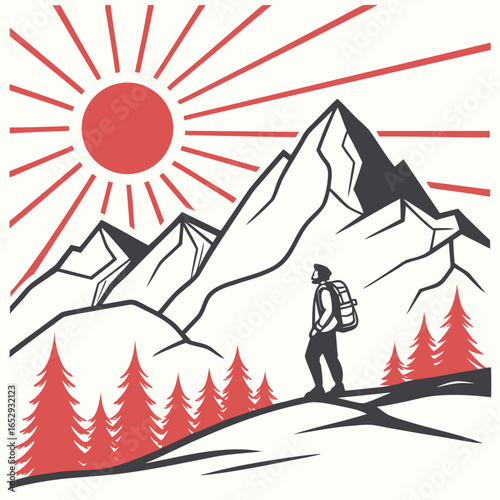 Mountain Hiker Sunrise Adventure