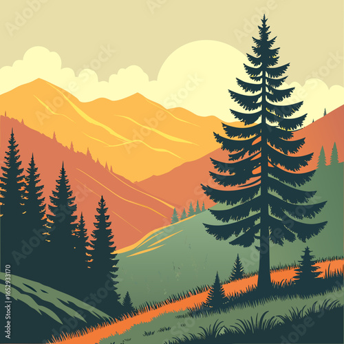 Majestic Mountain Vista at Sunset