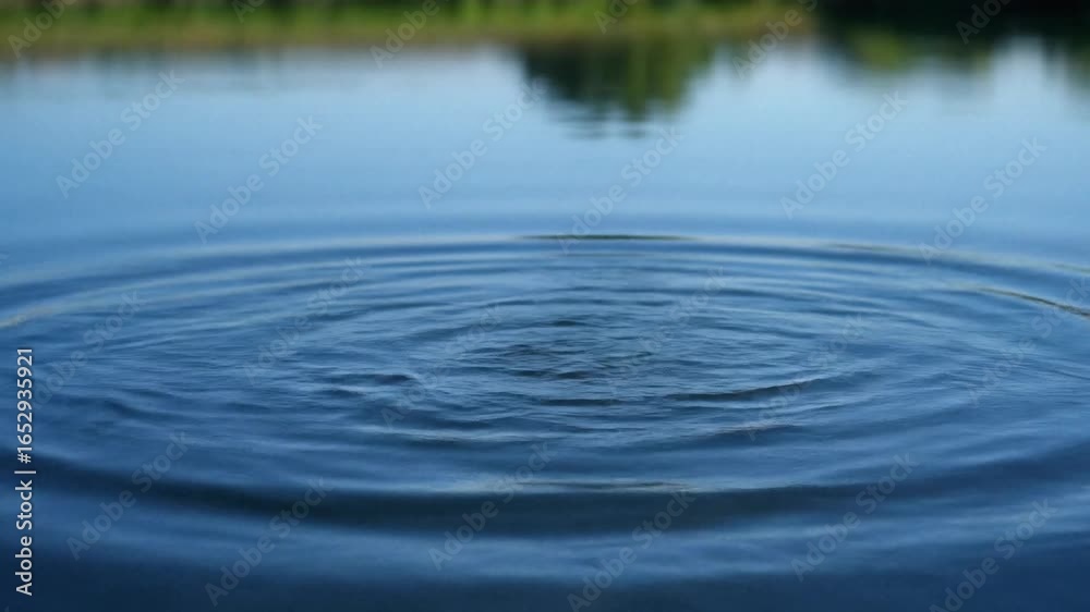 Ripples forming on calm water as a fish breaks the surface Ripples forming on calm water as a fish breaks the surface