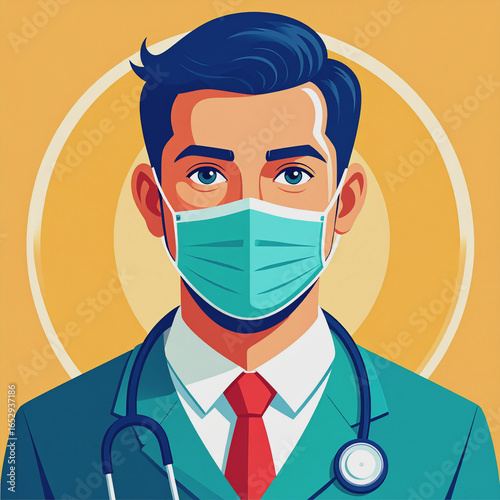 Futuristic apocalyptic doctor propaganda poster portrait