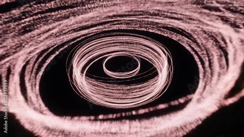 Abstract Animation of Swirling Pink Lines on Black Background Creating Motion and Depth