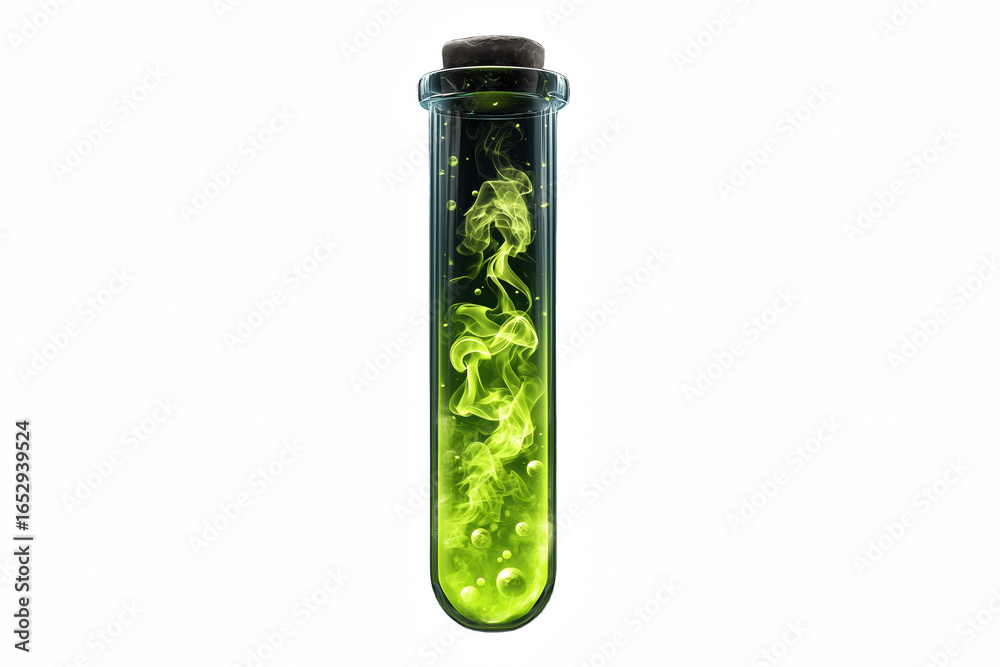 Fototapeta premium Potion in a test tube with green smoke