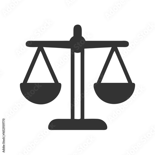 Black balance scales icon in minimalist design  