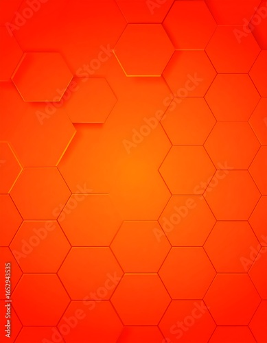 Abstract background of vibrant orange hexagons, creating a three-dimensional, textured effect with varying depths and light gradients