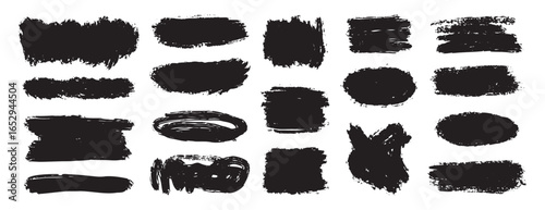 Paint brush stains set. Dirty artistic elements for text, labels. paintbrush grunge stamp collection