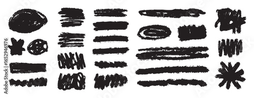 ink brush strokes grunge set. dirty textures for banners, frames elements. painted objects isolated collection