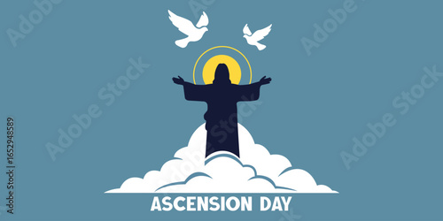 Ascension Day Illustration – Jesus Christ, Christian Holiday, Religious Celebration