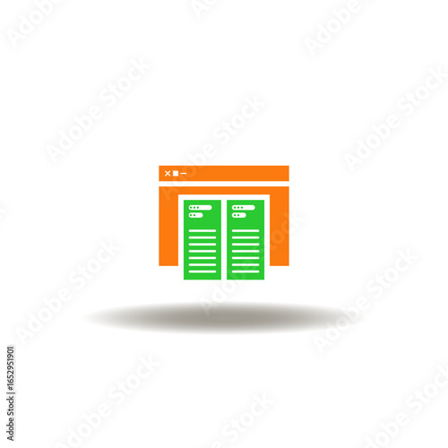 Vector illustration of website and servers. Symbol of caching. Icon of web storage.