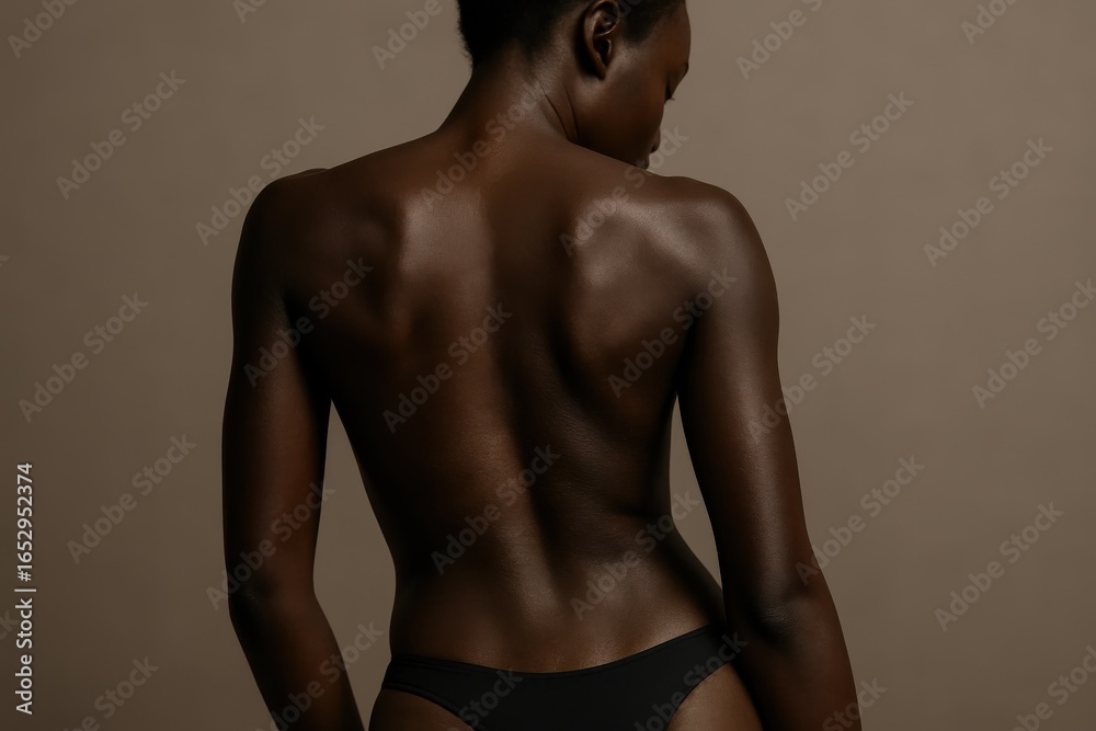 Fototapeta premium Artistic Close-Up of Female Back in Black Underwear