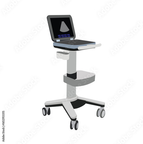 ultrasound device.ultrasound machine with a screen displaying ultrasound images, an essential tool for medical diagnosis
