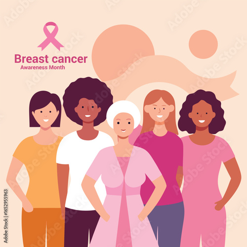 Breast Cancer Awareness Concept Design – Hope, Strength, and Prevention Symbol with Pink Ribbon Illustration