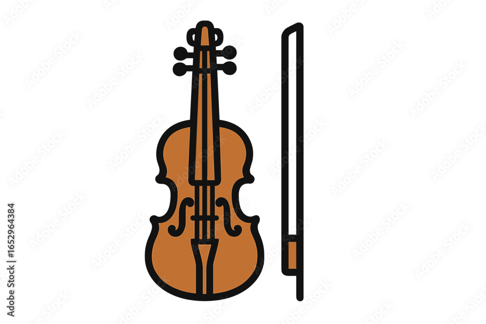 Fototapeta premium Vector Illustration of Violin and Bow Icon