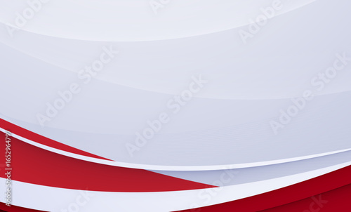 Abstract red and white background with flowing wave design