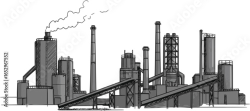 Industrial units black silhouette factories
