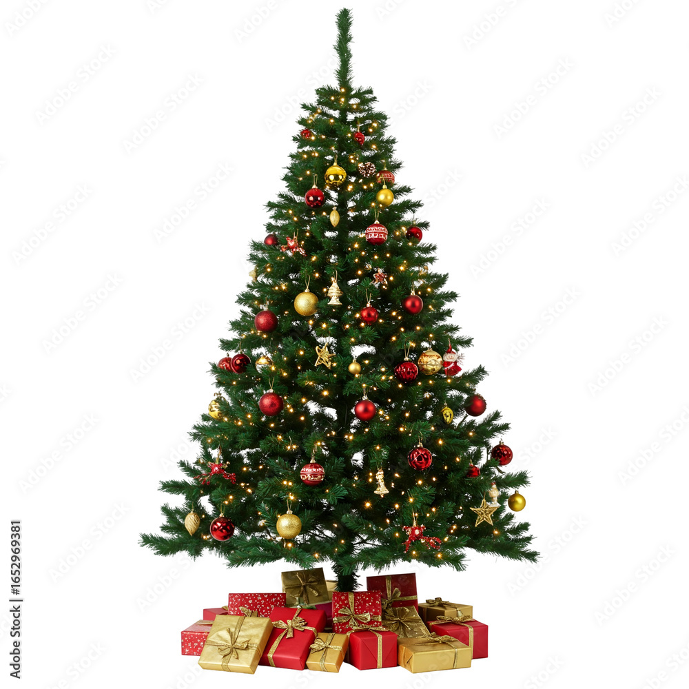 Fototapeta premium Festive Christmas Tree with Gifts and Ornaments