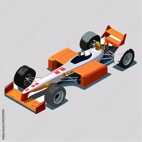 Exciting Race, Firefly Formula One Car, Digital Illustration, High-Speed, Track Environment, Aerial View, Sports Concept