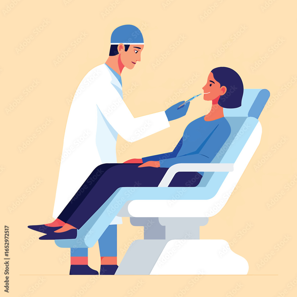 Cosmetic Injection Doctor Administering Filler to Patient