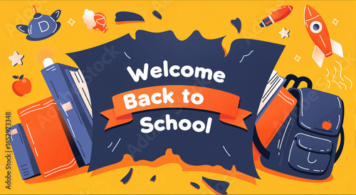 Welcome Back to School with Yellow Background