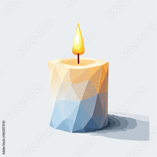 Illustration 3D low poly d’une bougie allumée