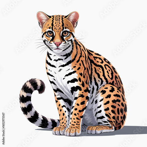 This vibrant illustration features a beautifully patterned tiger with a captivating expression, symbolizing strength and grace in the animal kingdom and nature.