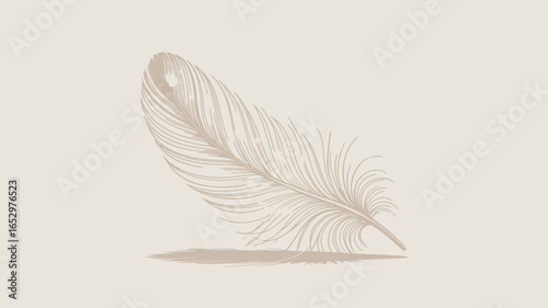 A delicate feather gracefully drifting, adorned with sparkling lights, representing freedom, lightness, and the beauty of nature in a beautifully illustrated design.