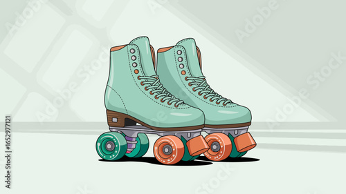 A pair of stylish roller skates featuring a vibrant color scheme, symbolizing freedom, movement, and creative expression in recreational activities.