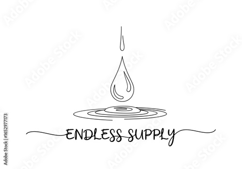 Single water drop falling into ripples, isolated on white background