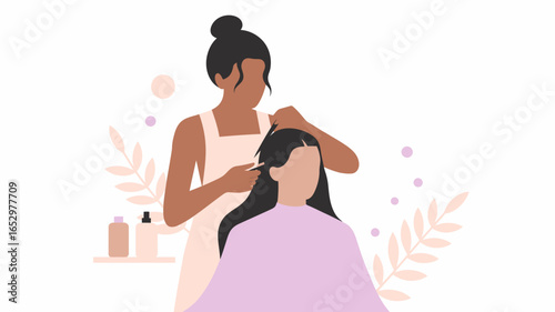 A skilled hairdresser styles a client's hair with precision, showcasing the artistry and personalization involved in hair care and beauty treatments in a modern salon.